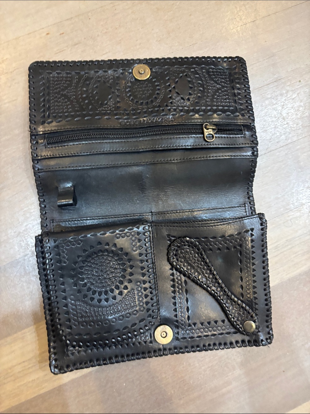 BCBG Maxazria Hand-Tooled Leather Women's clutch